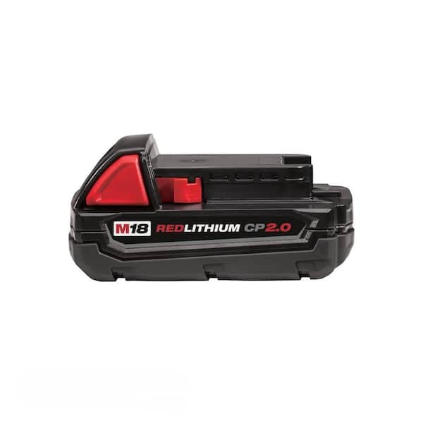 Batería Recargable MILWAUKEE M18 48-11-1820 Compacta 2.0Ah Color Rojo con Indicador de Carga LED