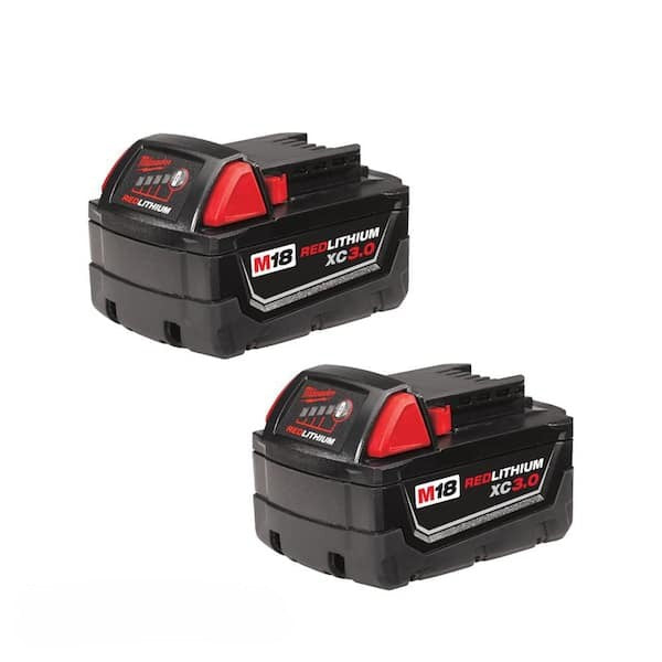 Batería Recargable MILWAUKEE M18 48-11-1822 High Output 3.0Ah Paquete de 2 Unidades Color Rojo