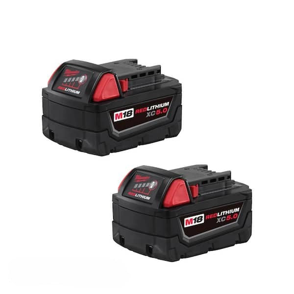 Batería Recargable MILWAUKEE M18 48-11-1852 Paquete de 2 Unidades 5.0Ah Color Rojo con Negro