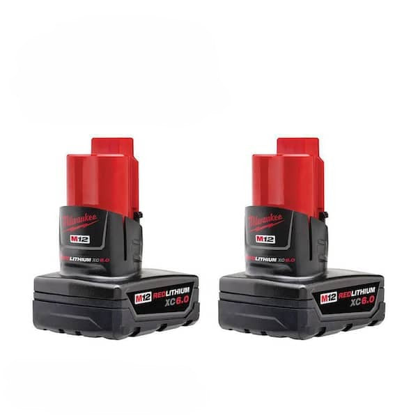 Batería Recargable MILWAUKEE M12 48-11-2462B 6.0Ah XC Color Rojo con Base Plana para Estabilidad