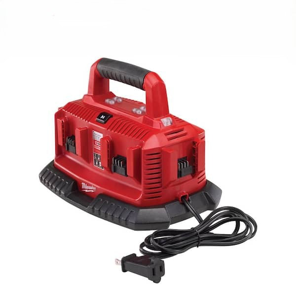 Cargador de Baterías MILWAUKEE M18 48-59-1806 Estación de 6 Puertos Color Rojo con Luces LED