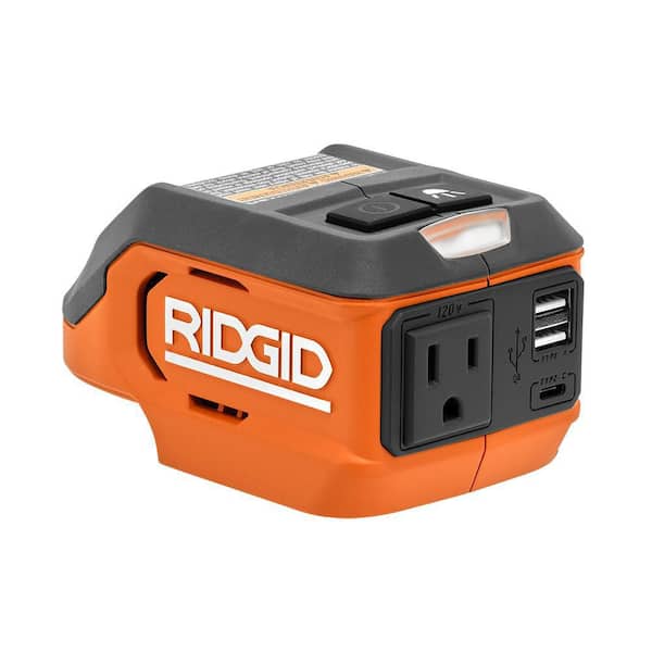 Inversor de Corriente RIDGID AC86097 18V 175W Profesional Color Naranja con Puertos USB y CA