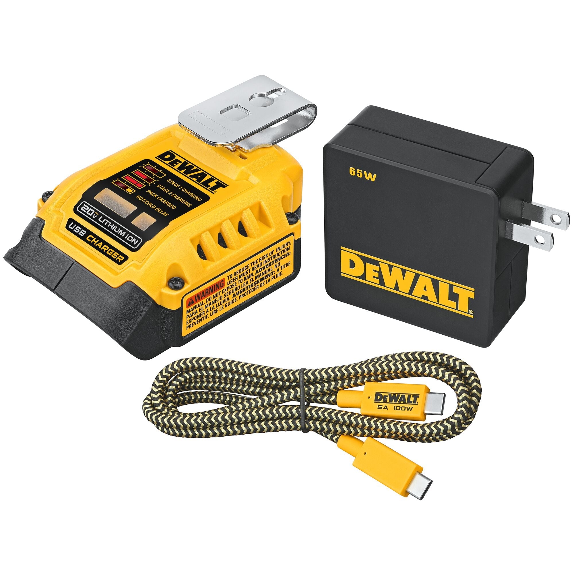 Cargador de Baterías DEWALT 20V MAX DCB094K Kit de Carga USB-C Color Negro con Cable Incluido