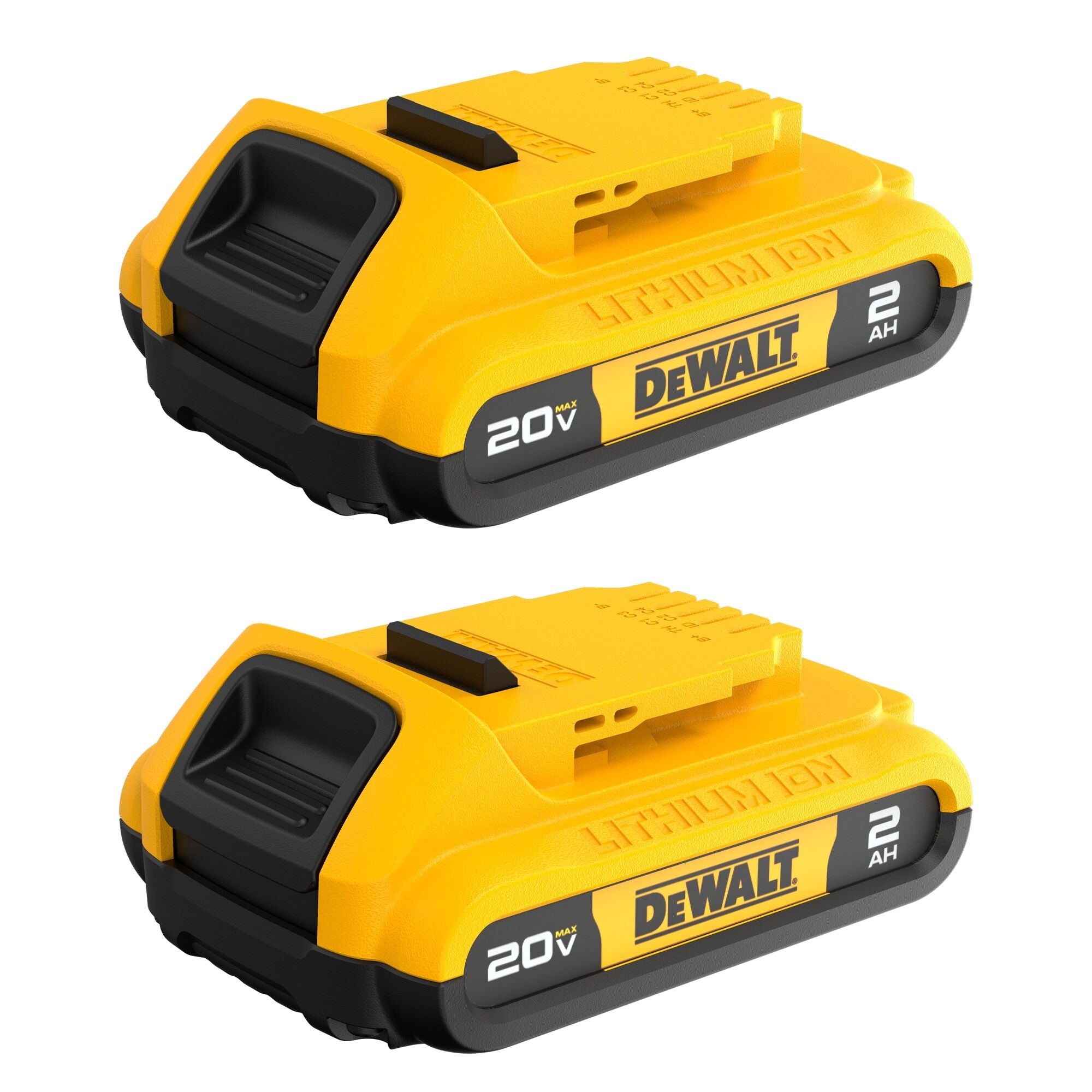 Batería Recargable DEWALT 20V DCB203-2 Paquete de 2 Unidades 2.0Ah Compacta Color Amarillo