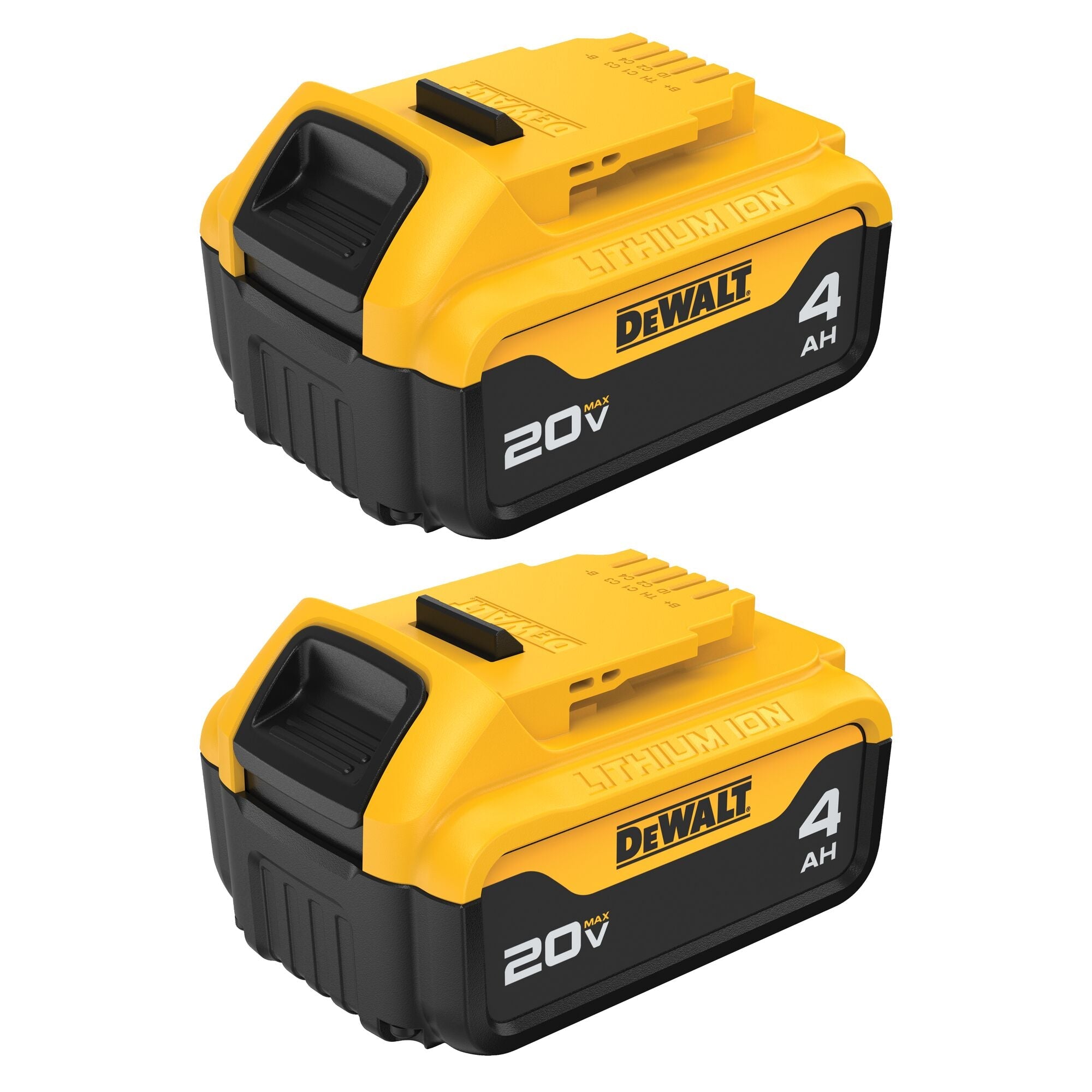 Batería Recargable DEWALT 20V MAX DCB204-2 Paquete de 2 Unidades 4.0Ah XR Amarillo sobre Blanco