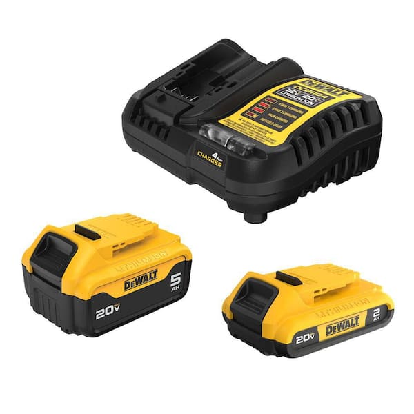 Batería Recargable DEWALT 20V MAX DCB225-2C Kit de 2 Unidades con Cargador Rápido Color Amarillo