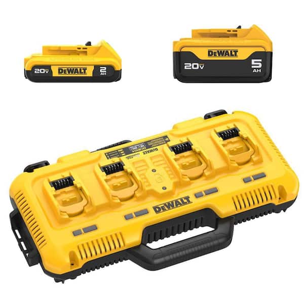 Cargador de Baterías DEWALT 20V DCB235-2C Estación de 4 Puertos con Baterías Color Amarillo Negro