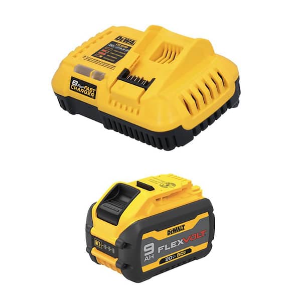 Batería Recargable DEWALT FLEXVOLT DCB609C 20V/60V Kit 9.0Ah con Cargador Rápido Color Amarillo