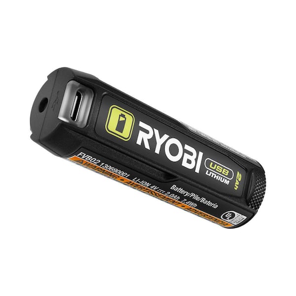 Batería Recargable RYOBI FVB02 USB Lithium 2.0Ah Color Plata y Negro con Puerto de Carga USB