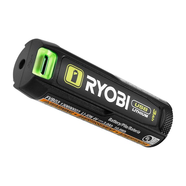 Batería Recargable RYOBI FVB03 USB Lithium 3.0Ah Color Plata con Puerto USB-C Integrado