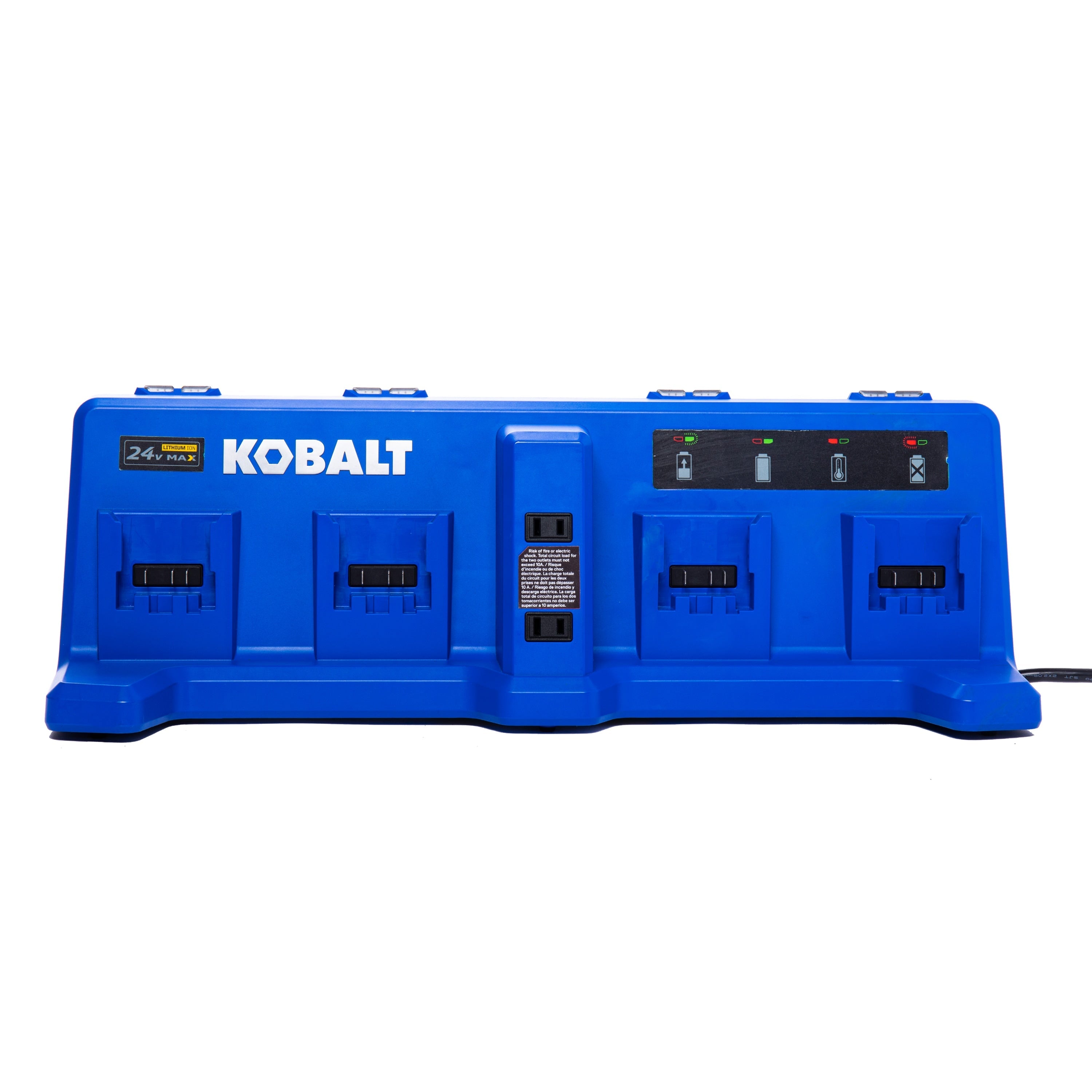 Cargador de Baterías KOBALT 24V KRC 2404-03 Estación de 4 Puertos Color Azul con Luces LED