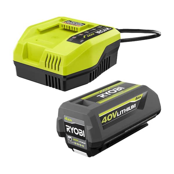 Batería Recargable RYOBI 40V OP4040408 Kit 4.0Ah con Cargador Rápido Color Verde para Jardín