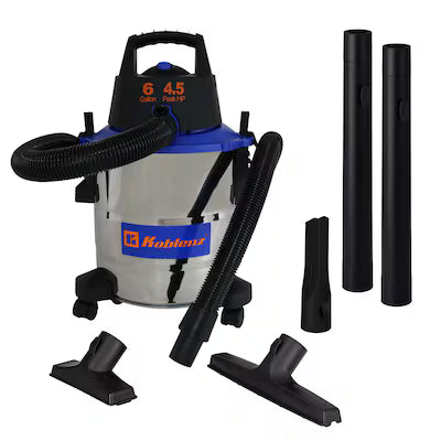 Aspiradora KOBLENZ WD-6 L212 SS Taller Seco/Húmedo 6 Galones 4.5 HP