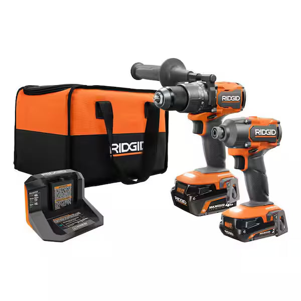 Combo 2 Herramientas RIDGID R9208 Rotomartillo y Atornillador Impacto 2 Baterías y Bolsa