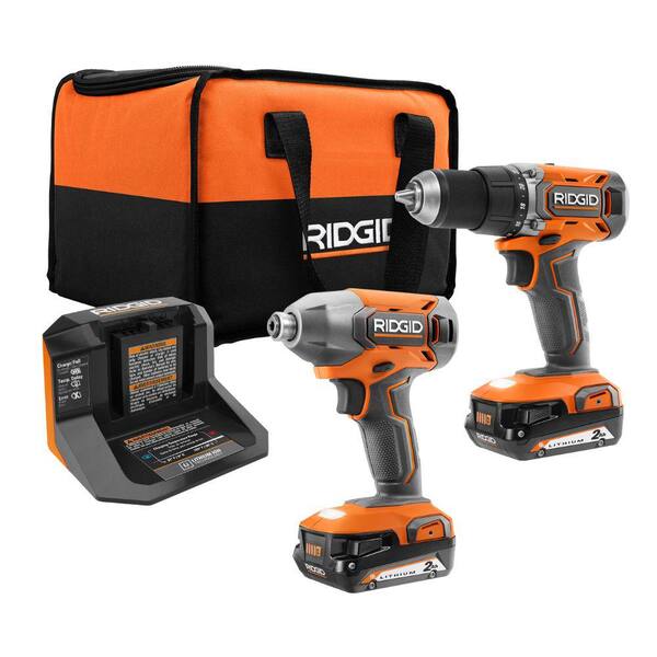 Combo 2 Herramientas RIDGID R92721 Atornillador Percutor y Atornillador Impacto 2 Baterías