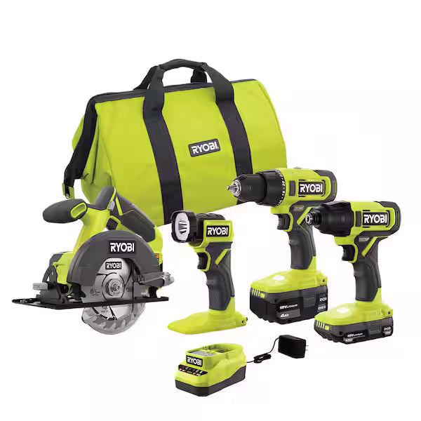 Combo Kit 4 Herramientas RYOBI ONE+ PCL1400K2 con Batería 1.5Ah, 4.0Ah y Cargador