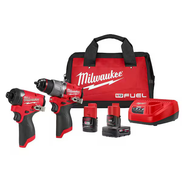 Combo Taladro Percutor MILWAUKEE M12 FUEL 3497-22 Kit Completo Dos Herramientas con Baterías