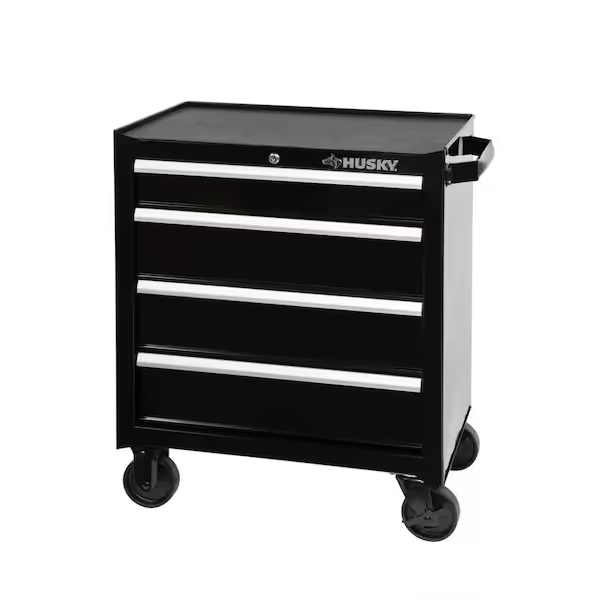 Gabinete Rodante de Herramientas HUSKY HKST98066BK 4 Cajones Negro Brillante con Ruedas