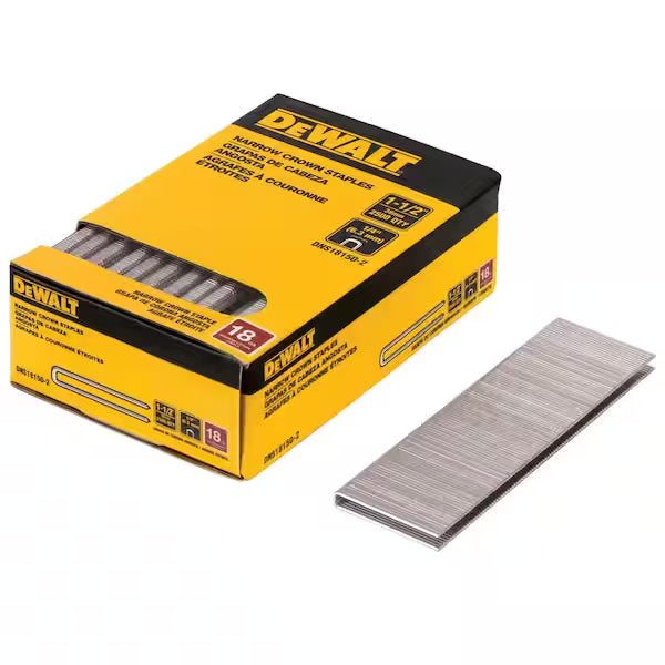Grapas Corona de Acabado DEWALT DNS18150-2 1/4 Pulg x 1-1/2 Pulg 18 GA 2500 Piezas