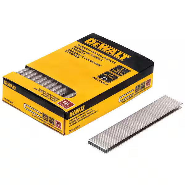 Grapas Corona DEWALT DNS18100-2 1/4 Pulg x 1 Pulg 18 GA 2500 Piezas en Caja