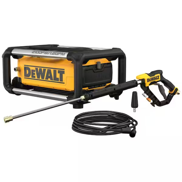 Hidrolavadora Eléctrica DEWALT DWPW2100 2100 PSI 1.2 GPM con Almacenaje Interno Amarillo