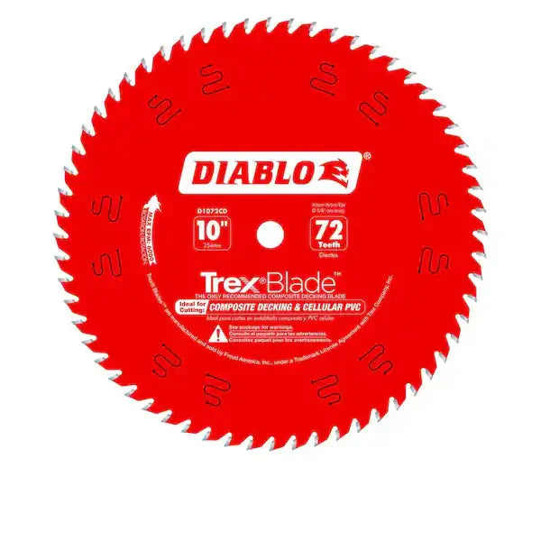 Hoja Sierra DIABLO D1072CD 10 Pulg 72 Dientes TrexBlade para Compuesto y Plástico
