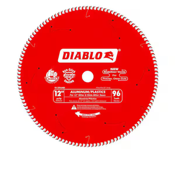 Hoja Sierra DIABLO D1296L 12 Pulg 96 Dientes Laminados y Metal No Ferroso Color Rojo