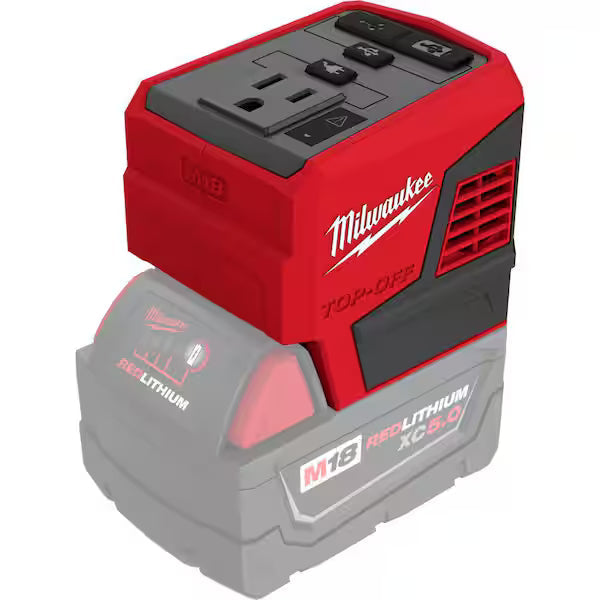 Inversor Compacto MILWAUKEE M18 2846-20 175W para Baterías con Salida USB Color Rojo sin Batería