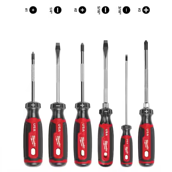 Juego de Desarmadores MILWAUKEE MT200-6 6 Piezas Mango Acojinado Color Rojo y Negro