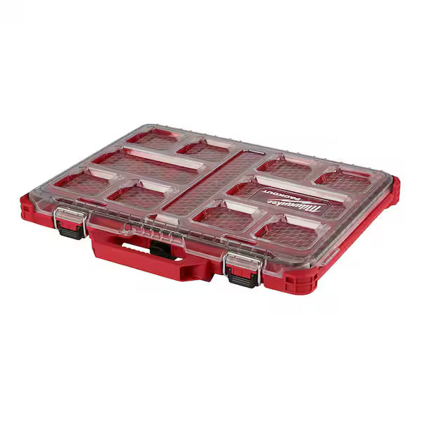 Organizador Bajo Perfil MILWAUKEE PACKOUT 48-22-8431 11 Compartimentos Tapa Transparente Resistente