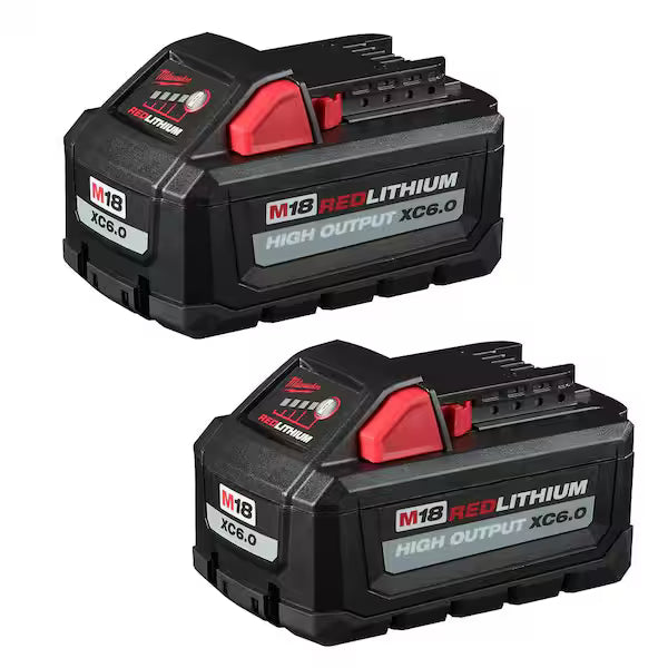 Pack de Baterías MILWAUKEE M18 High Output 48-11-1862 6.0Ah Dos Piezas Color Rojo y Negro