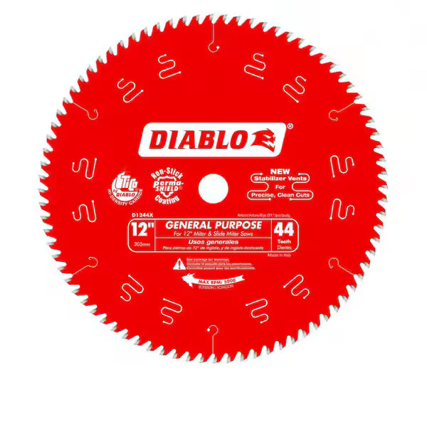 Pack Hoja Sierra DIABLO D124444VP 12 Pulg 44 Dientes Uso General 2 Piezas Color Rojo