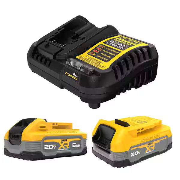 Pack POWERSTACK DEWALT 20V DCBP315-2C 5.0Ah y 1.7Ah Baterías Litio con Cargador