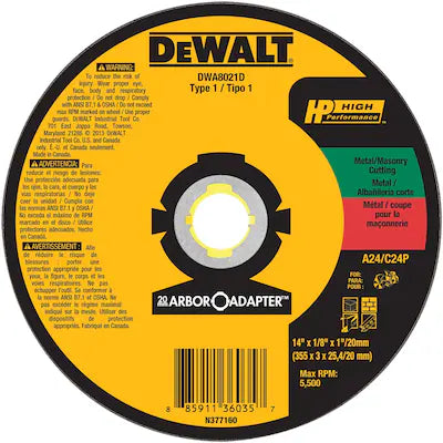 Rueda de Corte DEWALT DWA8021D 14 Pulgadas Óxido de Aluminio