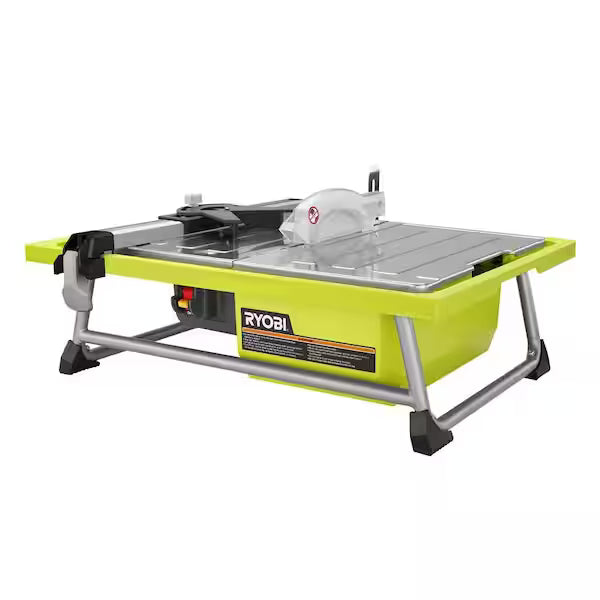 Sierra Azulejera de Mesa RYOBI WS722 7 Pulg 4.8A Tabletop Para Baldosas Base Verde