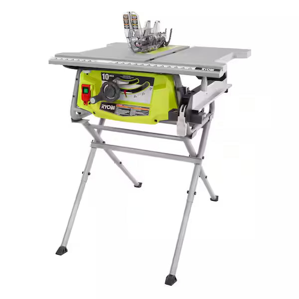 Sierra de Mesa Portátil RYOBI RTS12 10 Pulg 15A Compacta con Base Plegable Verde