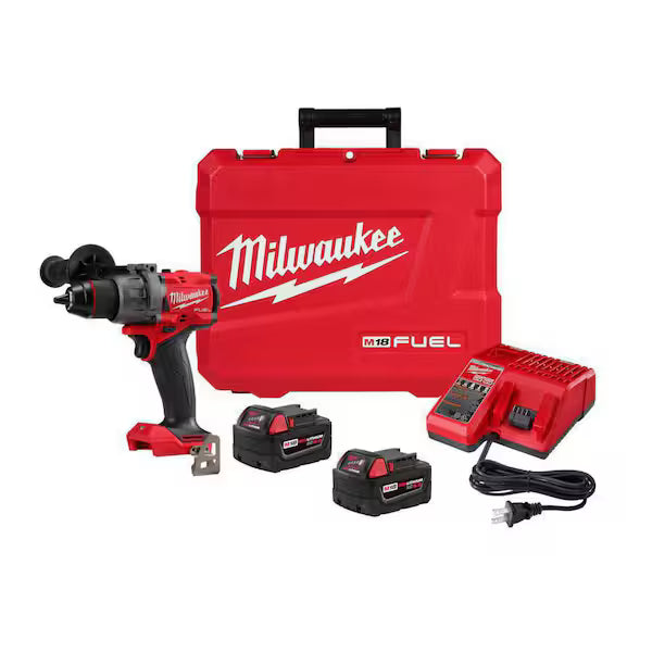 Taladro Percutor Kit MILWAUKEE M18 FUEL 2904-22 1/2 Pulg Kit Completo con Dos Baterías 5.0Ah